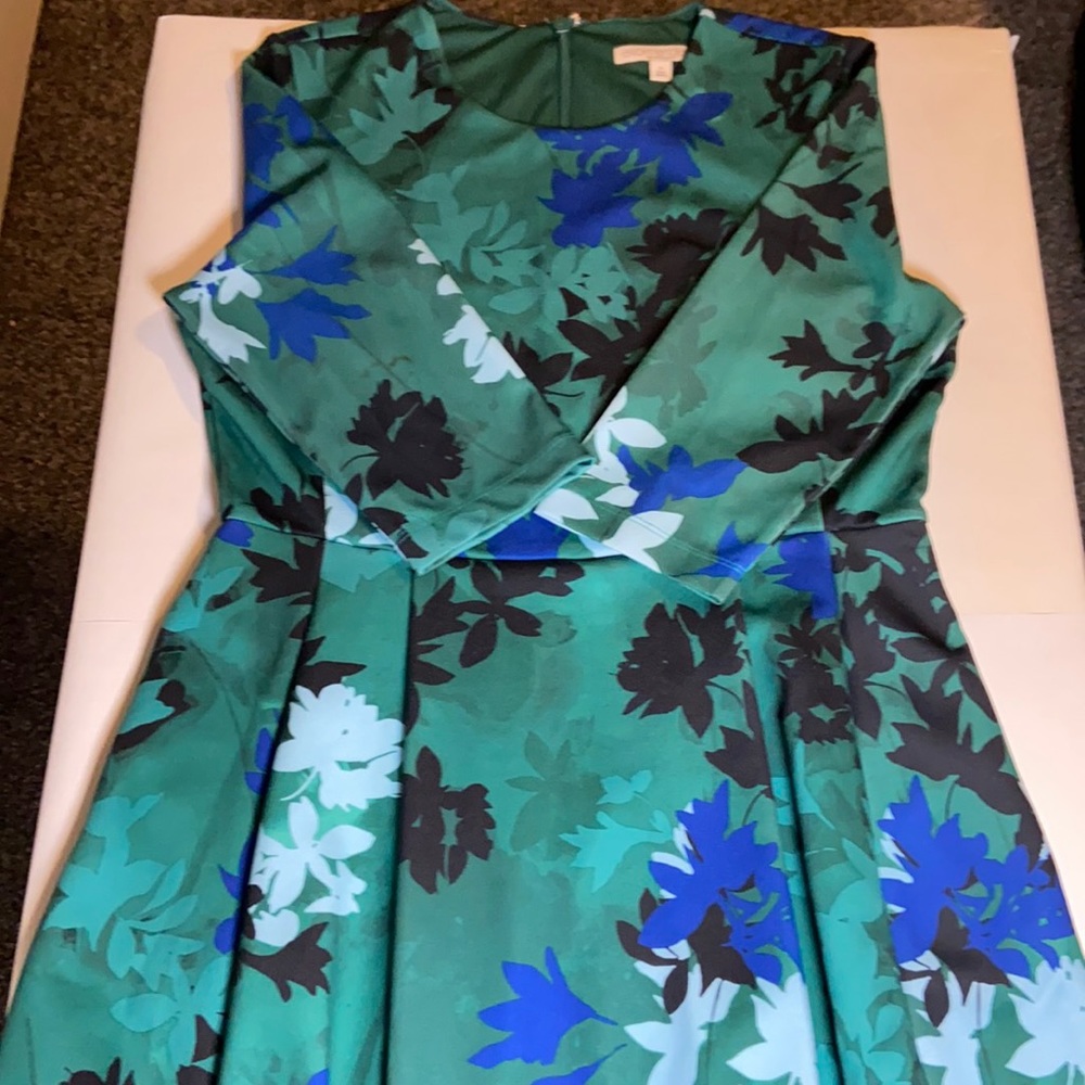 Green floral Eva Mendes swing dress